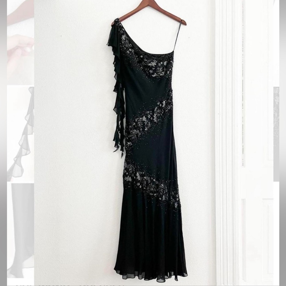 Vintage y2k Silk maxi dress beaded Sue Wong